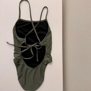 Olive Green Jolyn Jackson II Tie back Onsie Swimsuit